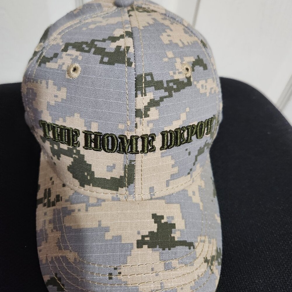 Camouflage cap with "Homedepot" logo